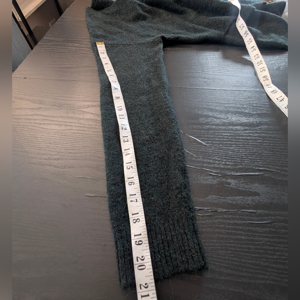 Aritzia Babaton Lucky Sweater Dark Green Alpaca Wool Blend Faux Wrap Top Size L - Picture 6 of 9